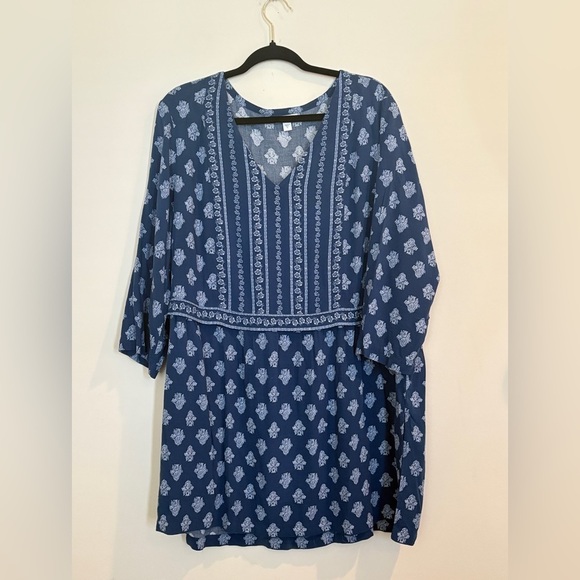 J. Jill Seaside Woodblock Print Boho Cottagecore Tunic Size XL - Picture 3 of 12